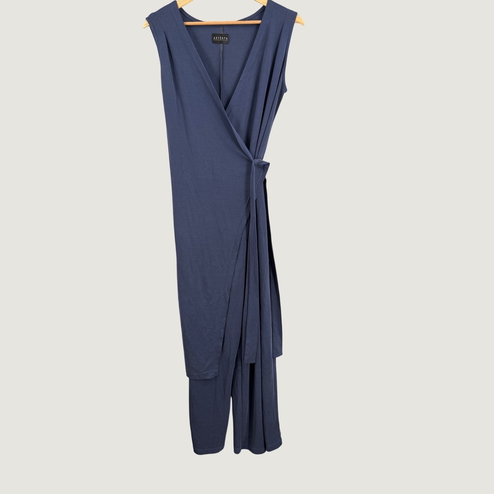 Artista Budapest Wien 100% Modal Wrap Jumpsuit Blue Sleeveless Wide Leg OS